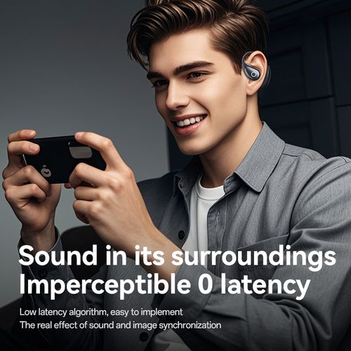 Open-Ear TWS Headphones with LCD Touch Screen, 60H Battery & Directional Sound (Bluetooth 5.4)