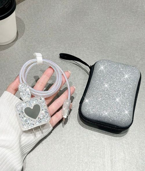 All-Round Charging Protection Set ⚡ — 20W Fast Charger + Cable Protector Kit + Stylish Storage Case 💖