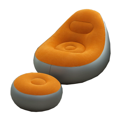 Pump-Inflatable & Foldable Footrest Sofa-Storage PVC Inflatable Single-Person Reclining Sofa with Backrest