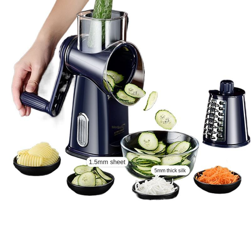 Hand-cranked drum vegetable cutter