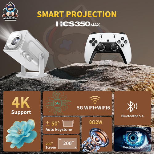 HCS350MAX Projector: Gaming + AI Voice, Total Entertainment.