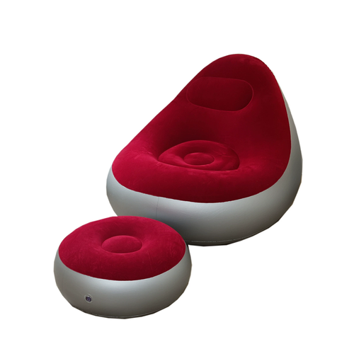 Pump-Inflatable & Foldable Footrest Sofa-Storage PVC Inflatable Single-Person Reclining Sofa with Backrest