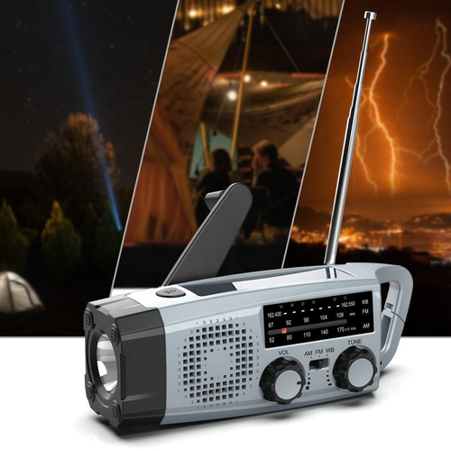 Solar Hand - Crank Radio with USB Interface and Multi - functions