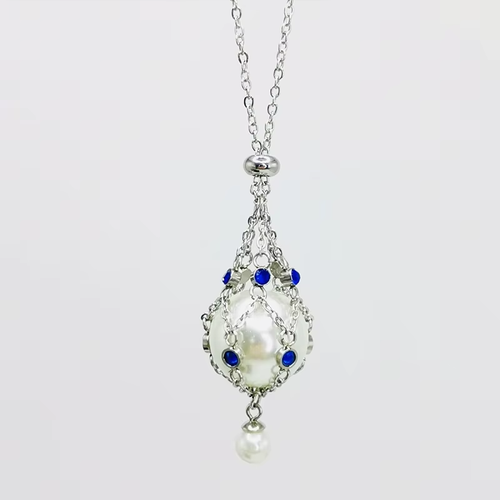 Metal Mesh Pearl Pendant