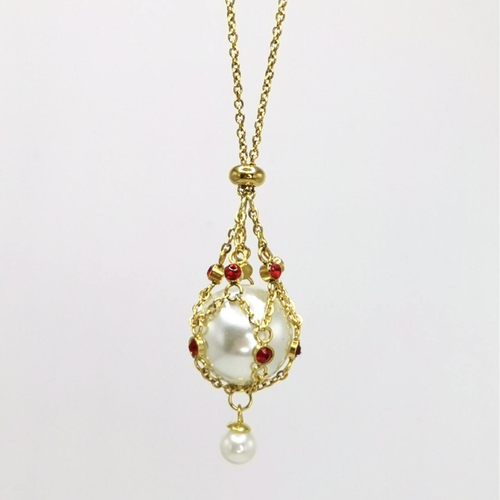 Metal Mesh Pearl Pendant