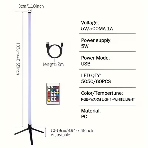 Smart LED Floor Lamp with RGB Color-Changing Function