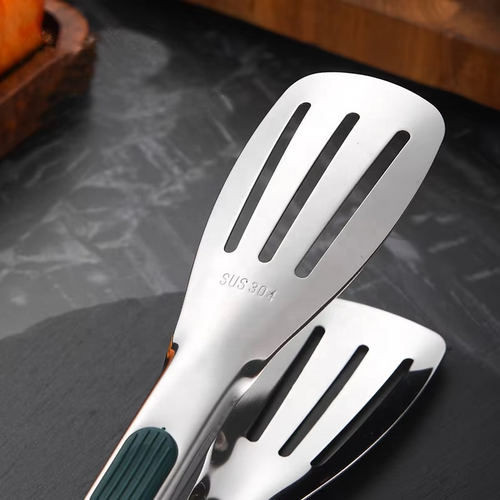 Stainless Steel Food Green Handle Triple Wire Clip Anti-scald Barbecue Clip Bread Barbecue Steak Clip Kitchen Food Cooking Tools