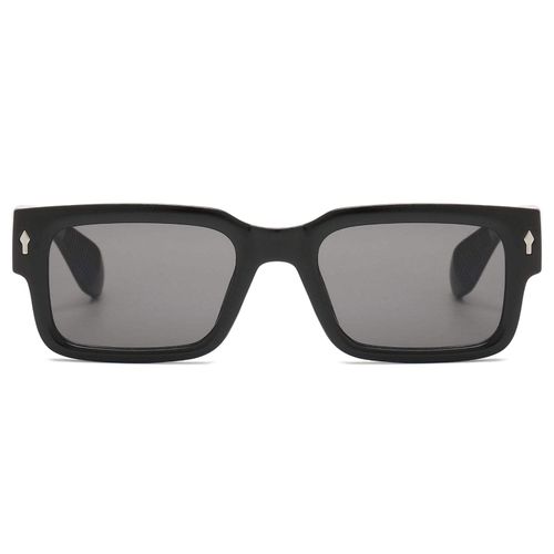 High-Quality Thick-Frame Acetate Sunglasses: Unisex, Square Retro Style, Anti-Glare, Single Black Color