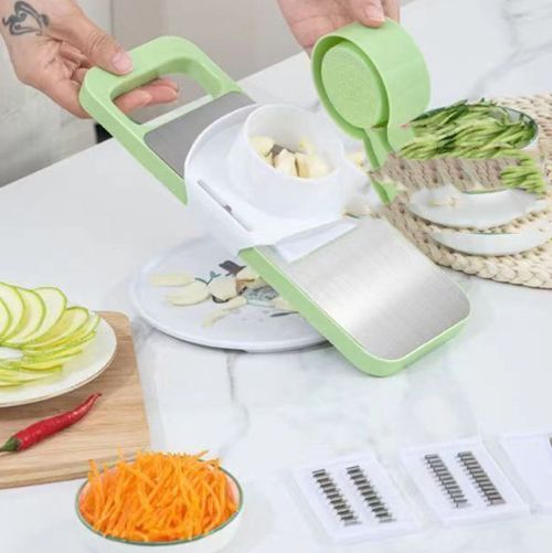 5-in-1 Kitchen Hand Grater Stainless Steel and Plastic Multi-Functional Fruit & Vegetable Tool
