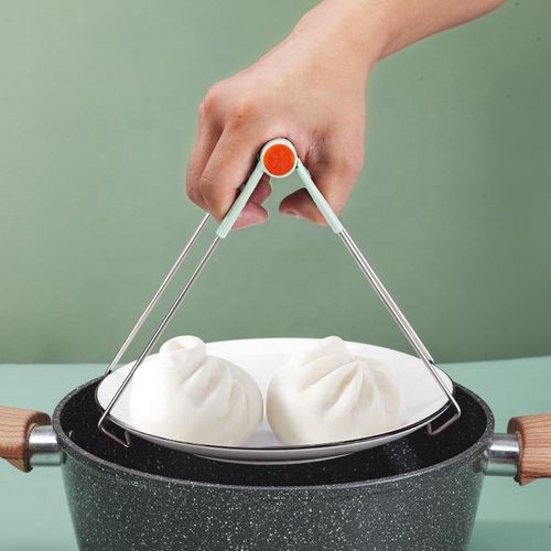 Food-Grade Stainless Steel Heat-Insulated Plate & Bowl Gripper - Thickened, Anti-Slip, Ideal Kitchen Helper for Scald-Proof Dish Carrying | Food-Grade Material, Strong Heat Insulation, Anti-Slip & Stable, Color Randomly Assigned