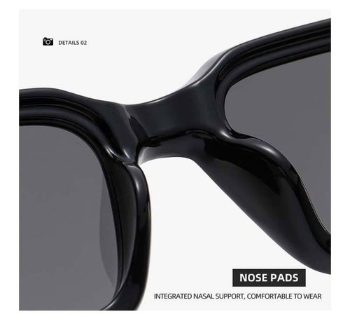 High-Quality Thick-Frame Acetate Sunglasses: Unisex, Square Retro Style, Anti-Glare, Single Black Color