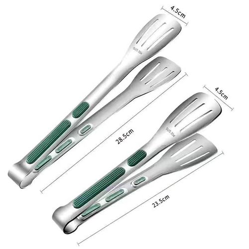 Stainless Steel Food Green Handle Triple Wire Clip Anti-scald Barbecue Clip Bread Barbecue Steak Clip Kitchen Food Cooking Tools