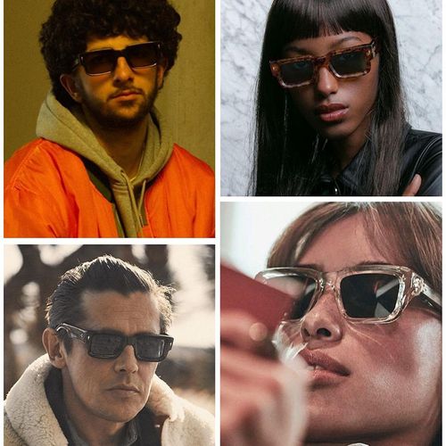High-Quality Thick-Frame Acetate Sunglasses: Unisex, Square Retro Style, Anti-Glare, Single Black Color