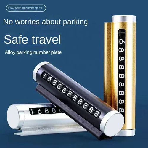 Aluminum Alloy Rolling Temporary Parking Card Car Mobile Phone Number Plate Hidden Temporary Stop Sign