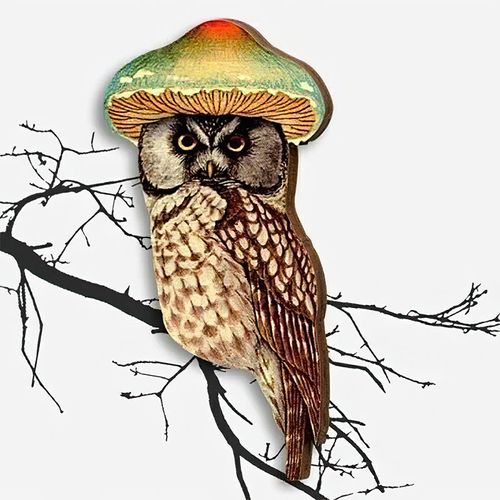 Owl Wooden Brooch