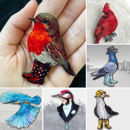 🐦Bird Wooden Brooch