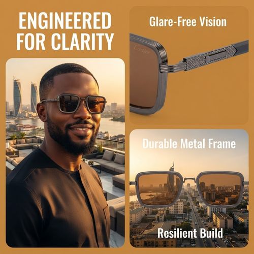 Men's Square Metal Polarized Sunglasses