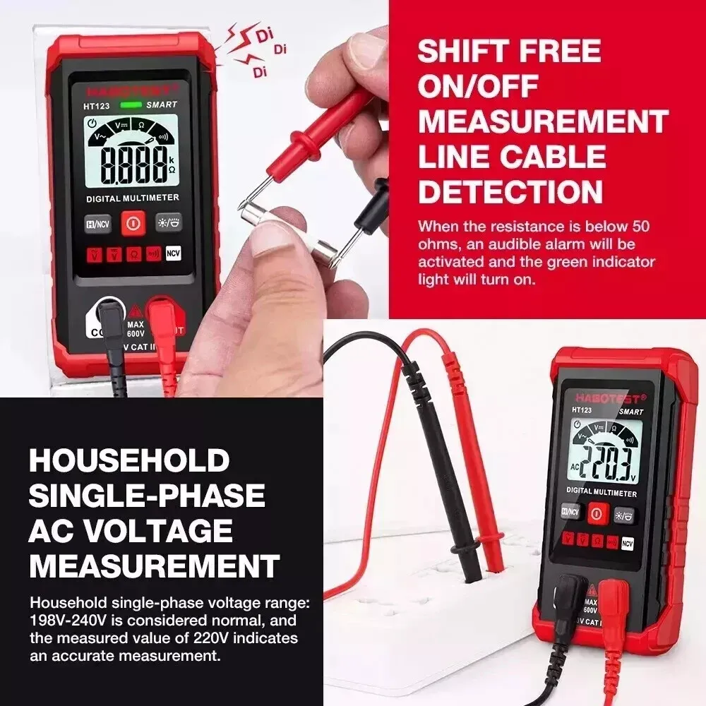 Digital Multimeter Voltmeter AC DC Volt Meter Ohmmeter Auto Range Tester wLight