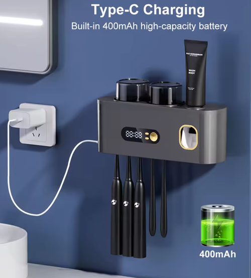 UV LED Toothbrush Sanitizer & Cleaner Heating & Fan Drying with UVC Sterilizer Dryer Holder