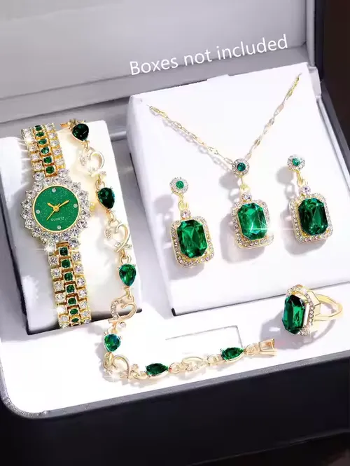 💎Amazing set with watch, necklace, ring, bracelet and earrings.