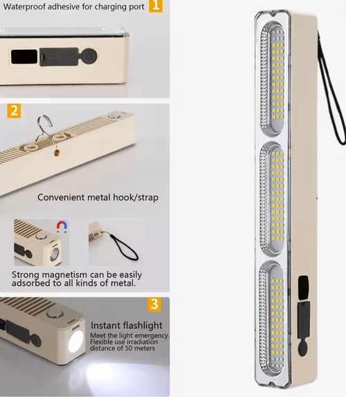 Camping Magnetic Light Bar LED Rechargeable Lamp Flashlight Tube USB Emergency Lights Portable Outdoor Night Market Lighting