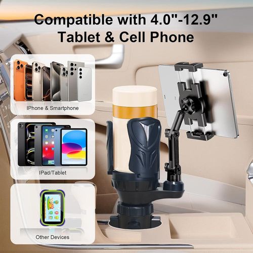 Car Tablet Mount, 3-in-1 Car Cup Holder