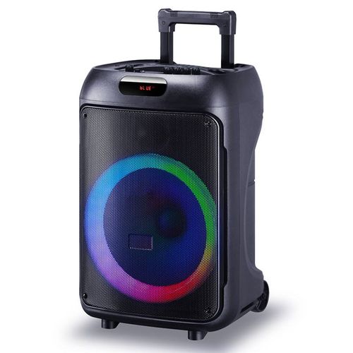 12-inch outdoor karaoke wooden bass coaxial active speaker trolley audio speaker subwoofer with wireless microphone