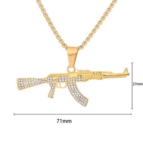 Men's necklace with diamond AK47 weapon pendant necklace