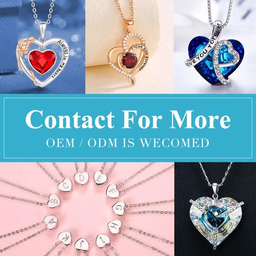 Elegant and fashionable jewelry for women, exquisite crystal gemstone necklace, heart-shaped angel wing pendant necklace