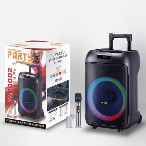12-inch outdoor karaoke wooden bass coaxial active speaker trolley audio speaker subwoofer with wireless microphone