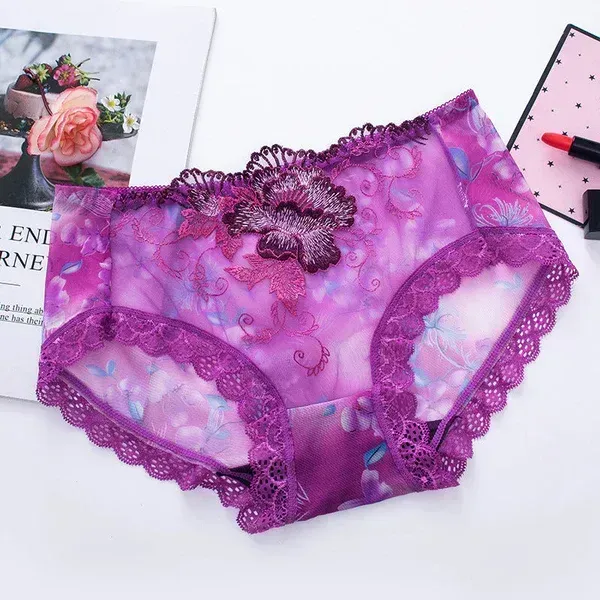 Buy 1 get 3 free （4pcs) ✨Antibacterial cotton panty with lace embroidery For Women Uniform Size