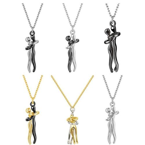 Limited Time Offer - Buy One Get One Free！Creative Hugging Kisses Pendant Necklace Ring Jewelry Accessory for Birthday Valentine's Day Wedding Parties Couple's Gift Favor