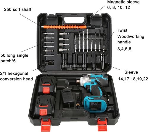 ✨Electric Wrench + 2 Batteries + 13 Pcs 1-2 Impact Wrench Hex Socket Driver Bit Set🔧