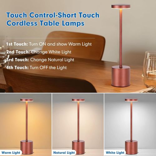 🔥🎁Hot Sale 50% OFF🎁🔥NEW Design Cordless Led Table Lamp Modern Wireless Rechargeable Touch Dimming Portable Restaurant Lights Luxury Desk Table Lamps