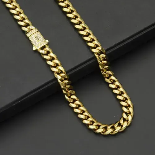 🔥Hip Hop Jewelry: Gold Stainless Steel Cuban Necklace for Men