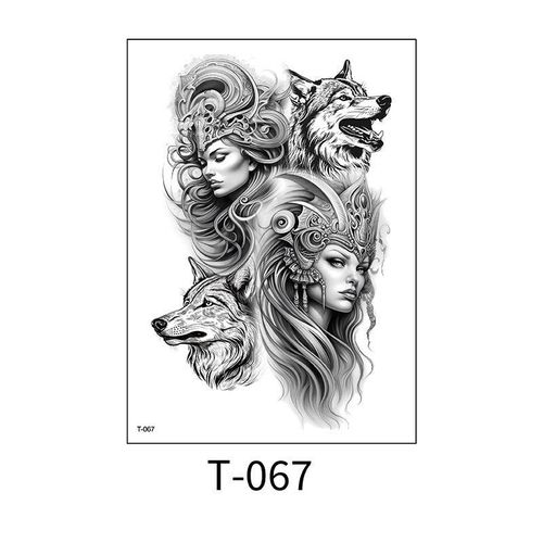 2 sheets full arm metal gear fish semi permanent juice ink tattoo