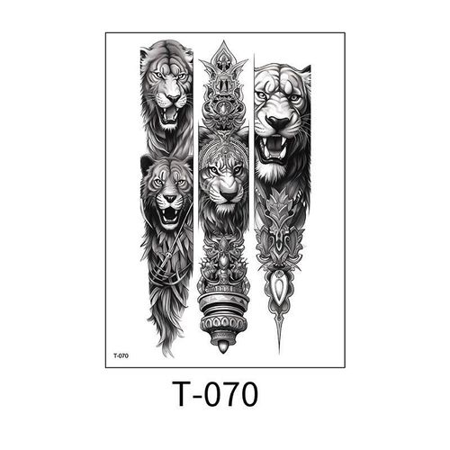 2 sheets full arm metal gear fish semi permanent juice ink tattoo