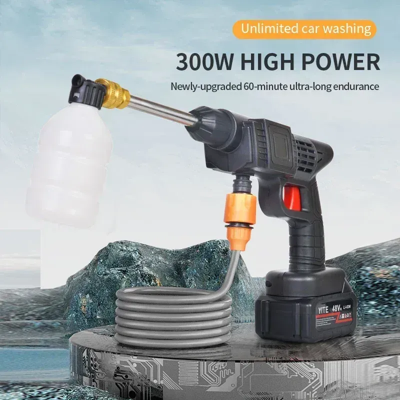 Cordless portable high pressure spray water gun