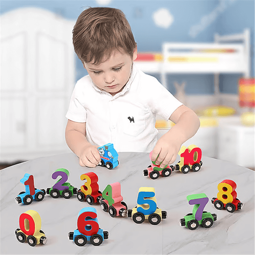 New Design Hot Sale Numbers And Letters Magnetic Train Puzzle Wooden Toy Car