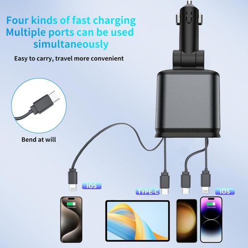 4 in 1 Fast Charging Car Charger 120W with Star💫