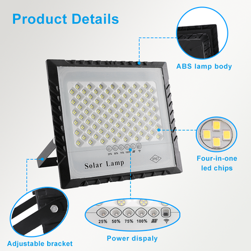 IP67 waterproof 60W solar floodlight with remote control