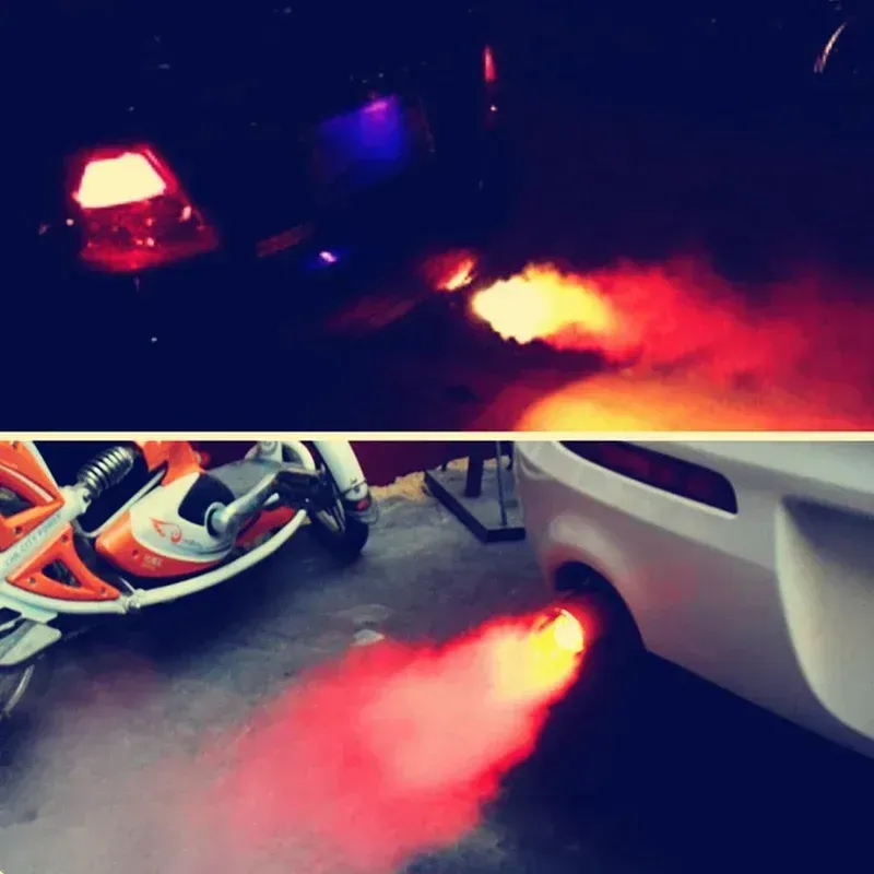 Car fire flame LED exhaust tip