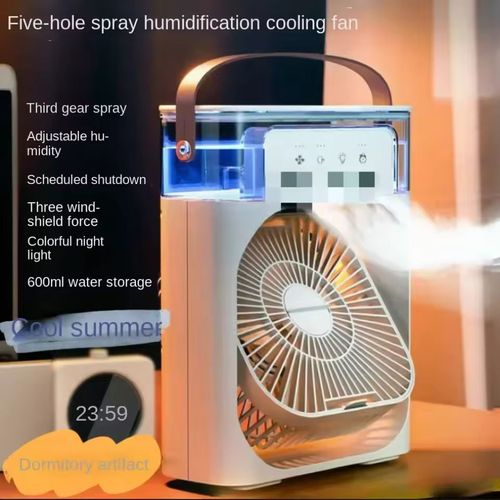 5 Hole Mist Humidifying USB Mini Fan with Lighting