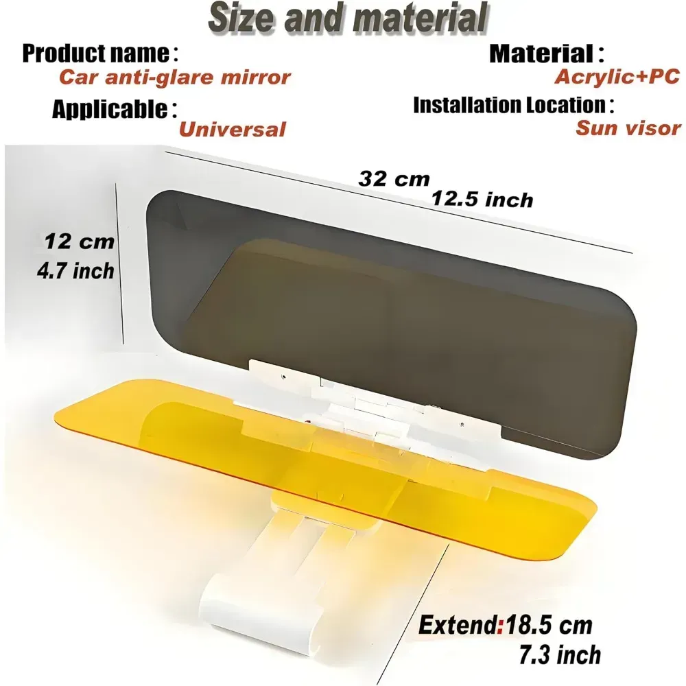 🔥Car Visor 2-In-1 Day And Night Anti-Glare, Automobile Sun Anti-Uv Block Visor, Non-Glare Anti-Dazzle Sunshade Mirror Goggles Shield for Driving Goggles, Windshield Visor (Two Colors 1 Pack)