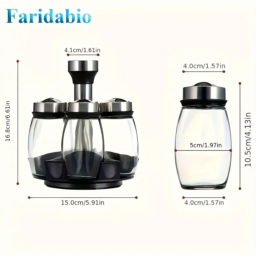 6-in-1 rotating glass bottle seasoning jar