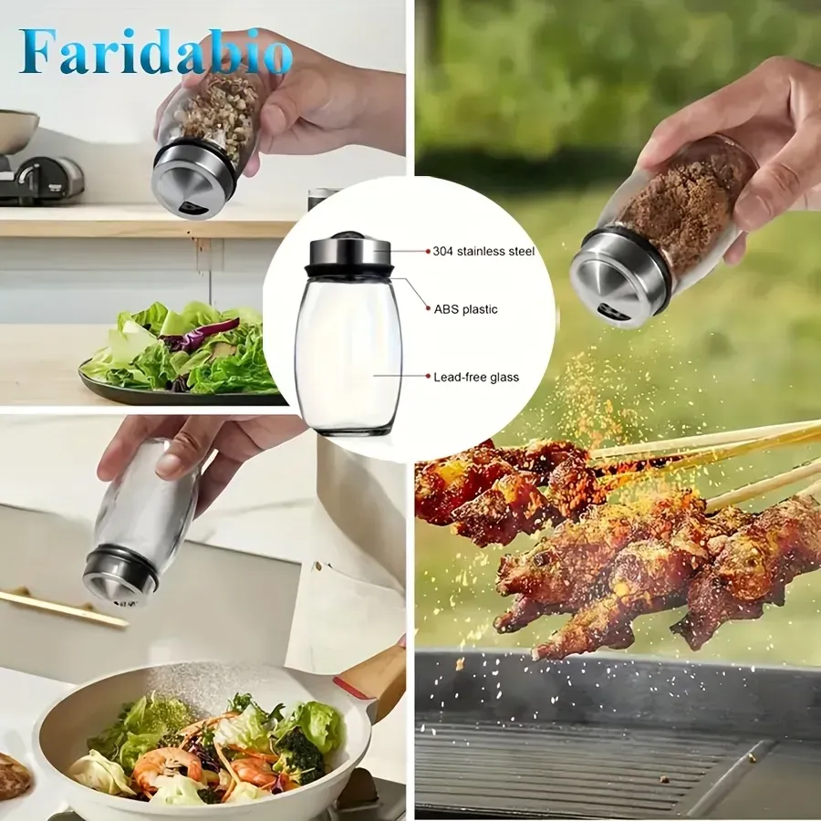 6-in-1 rotating glass bottle seasoning jar