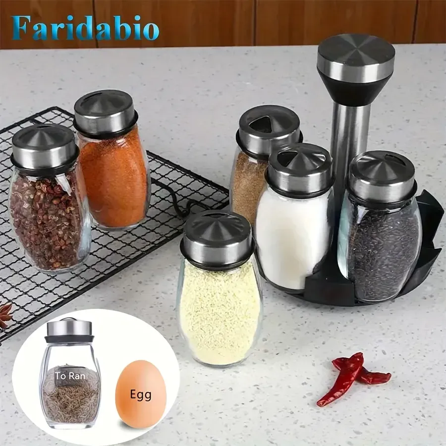 6-in-1 rotating glass bottle seasoning jar