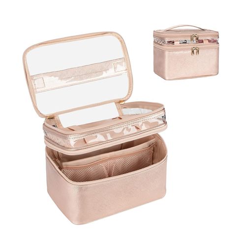 Double Layer Large Rose Golden Makeup Bag