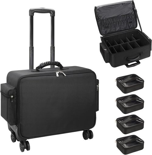 Rolling Extra Large Makeup Train Case with 4 wheels