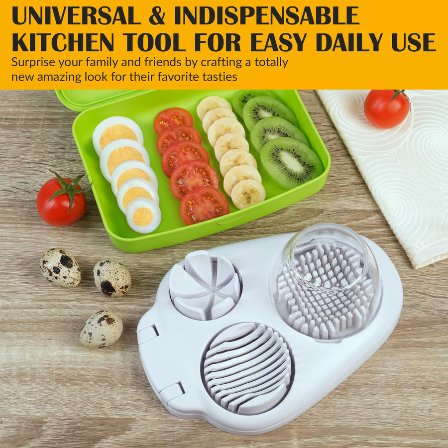 3-in-1 Premium Stainless Steel and Plastic Egg Cutter Petal Slicers for Home Cooking Modern Style Premium Egg Tools